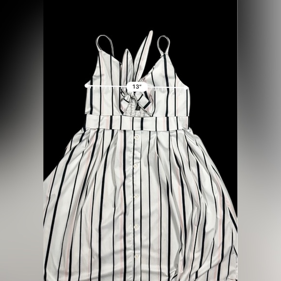 Cupshe Striped Tie-Front Midi Dress with Button-Down Skirt – Size Large - Picture 11 of 14